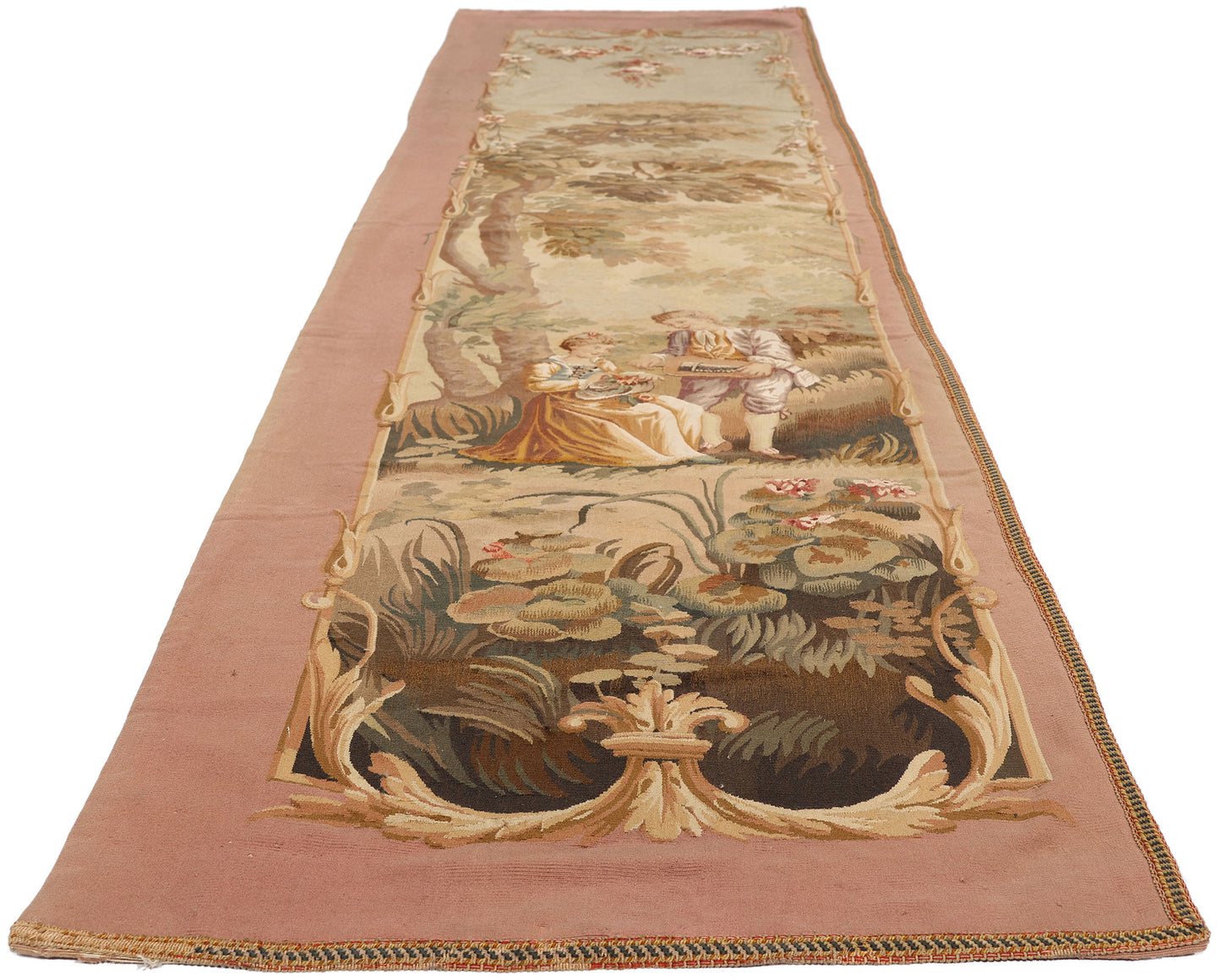 2 x 11 - Pink Antique French Aubusson Tapestry - 79507