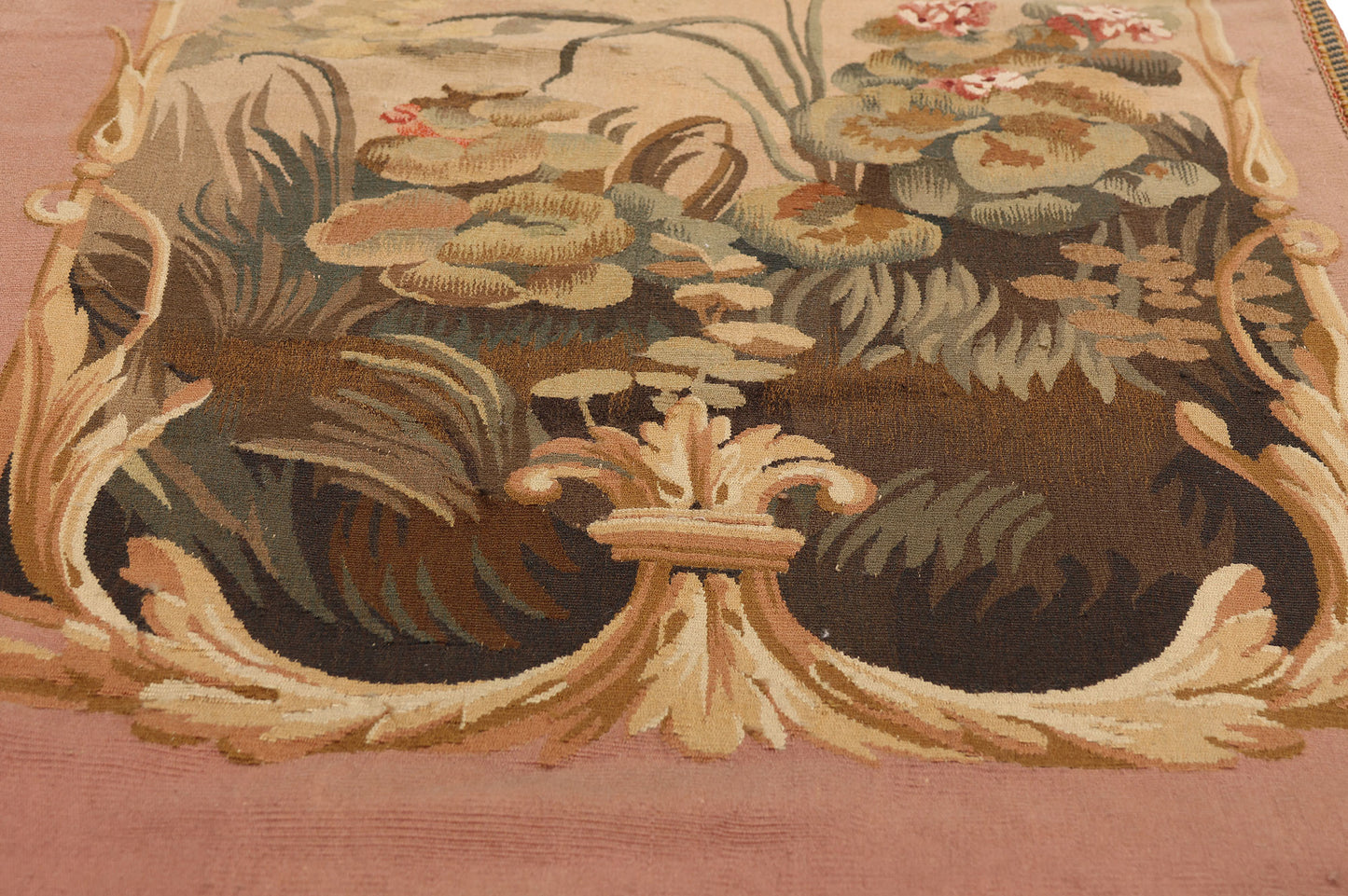 2 x 11 - Pink Antique French Aubusson Tapestry - 79507