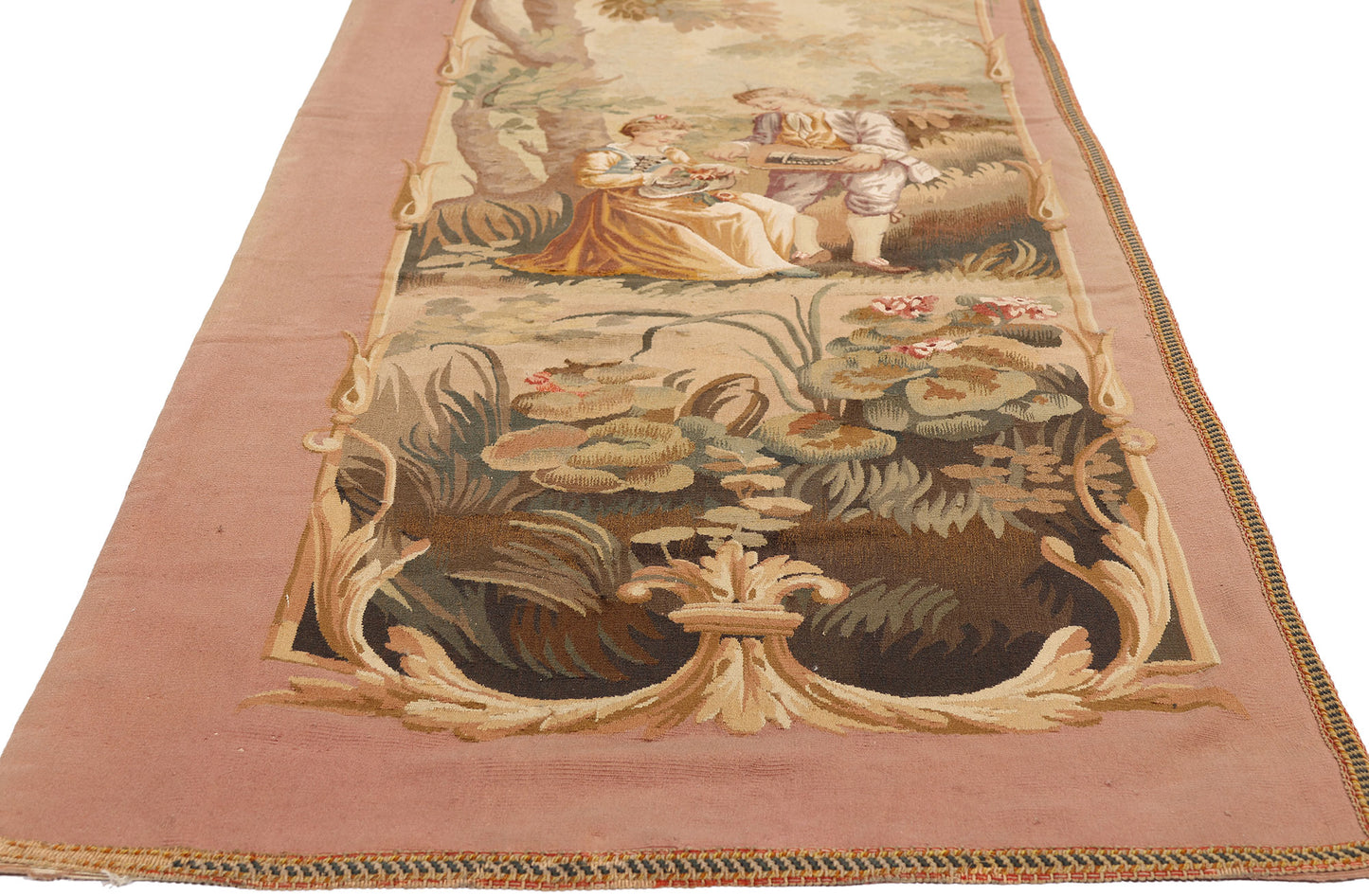 2 x 11 - Pink Antique French Aubusson Tapestry - 79507