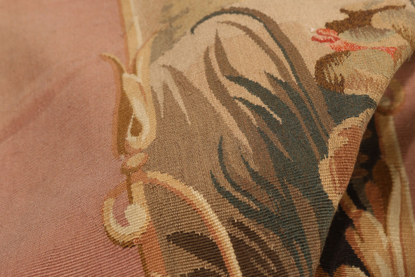 2 x 11 - Pink Antique French Aubusson Tapestry - 79507