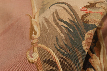 2 x 11 - Pink Antique French Aubusson Tapestry - 79507