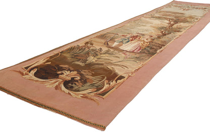 2 x 11 - Pink Antique French Aubusson Tapestry - 79508