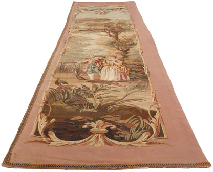 2 x 11 - Pink Antique French Aubusson Tapestry - 79508
