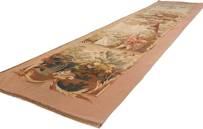 2 x 11 - Pink Antique French Aubusson Tapestry - 79509