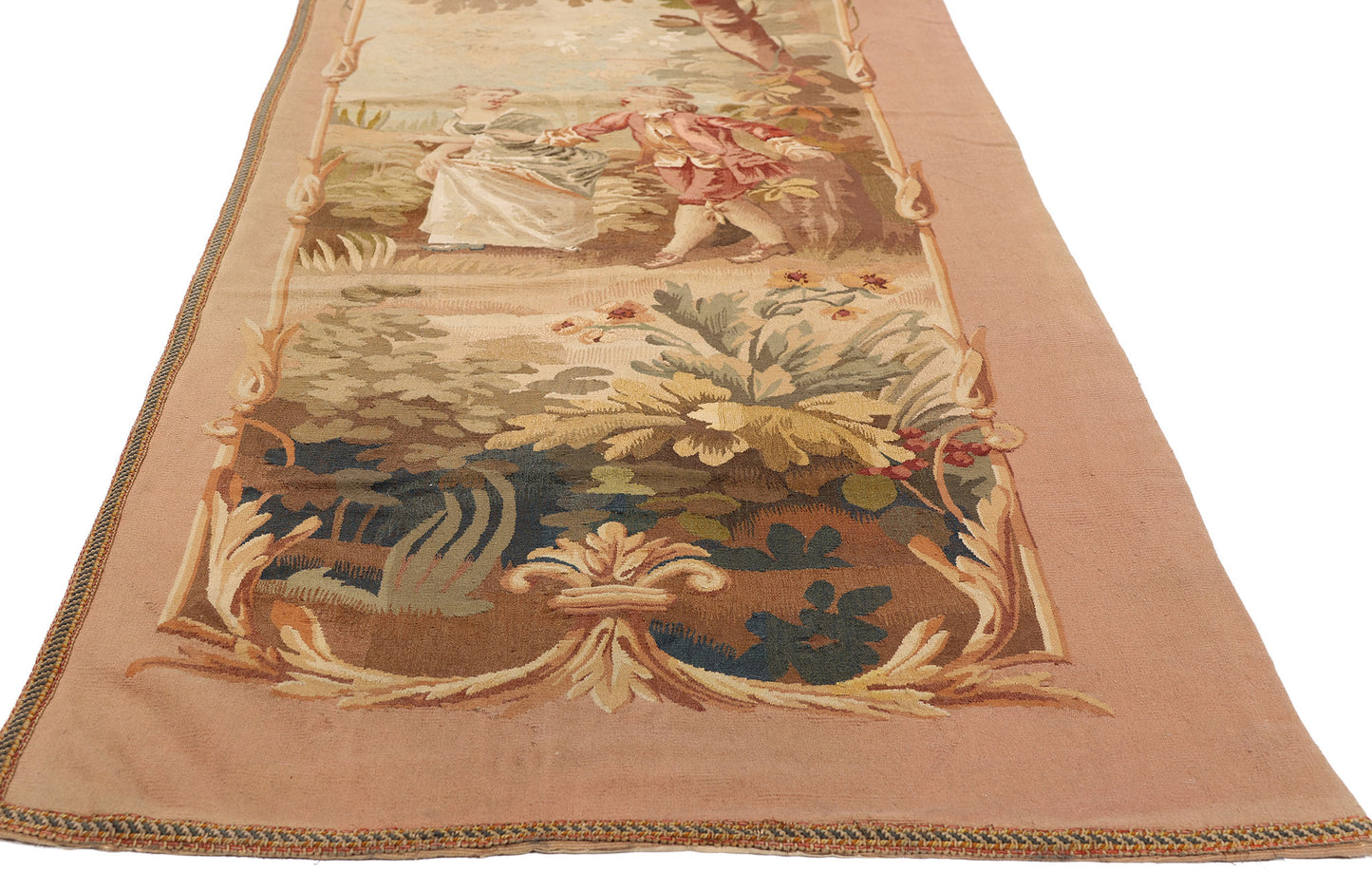 2 x 11 - Pink Antique French Aubusson Tapestry - 79509