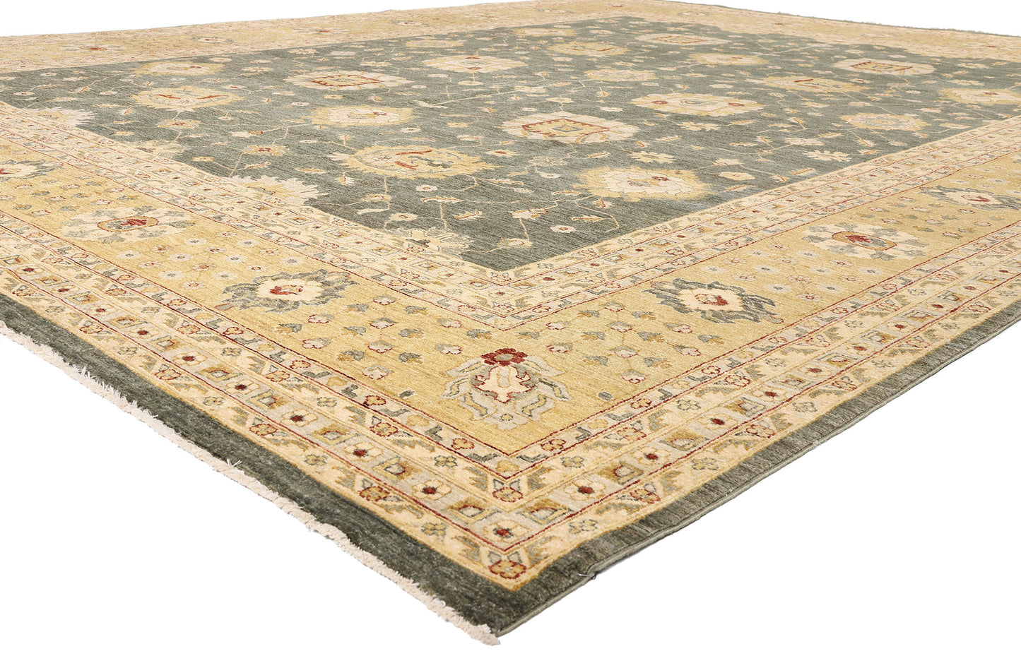 12 x 15 - Green Vintage Pakistani Oushak Rug - 79512