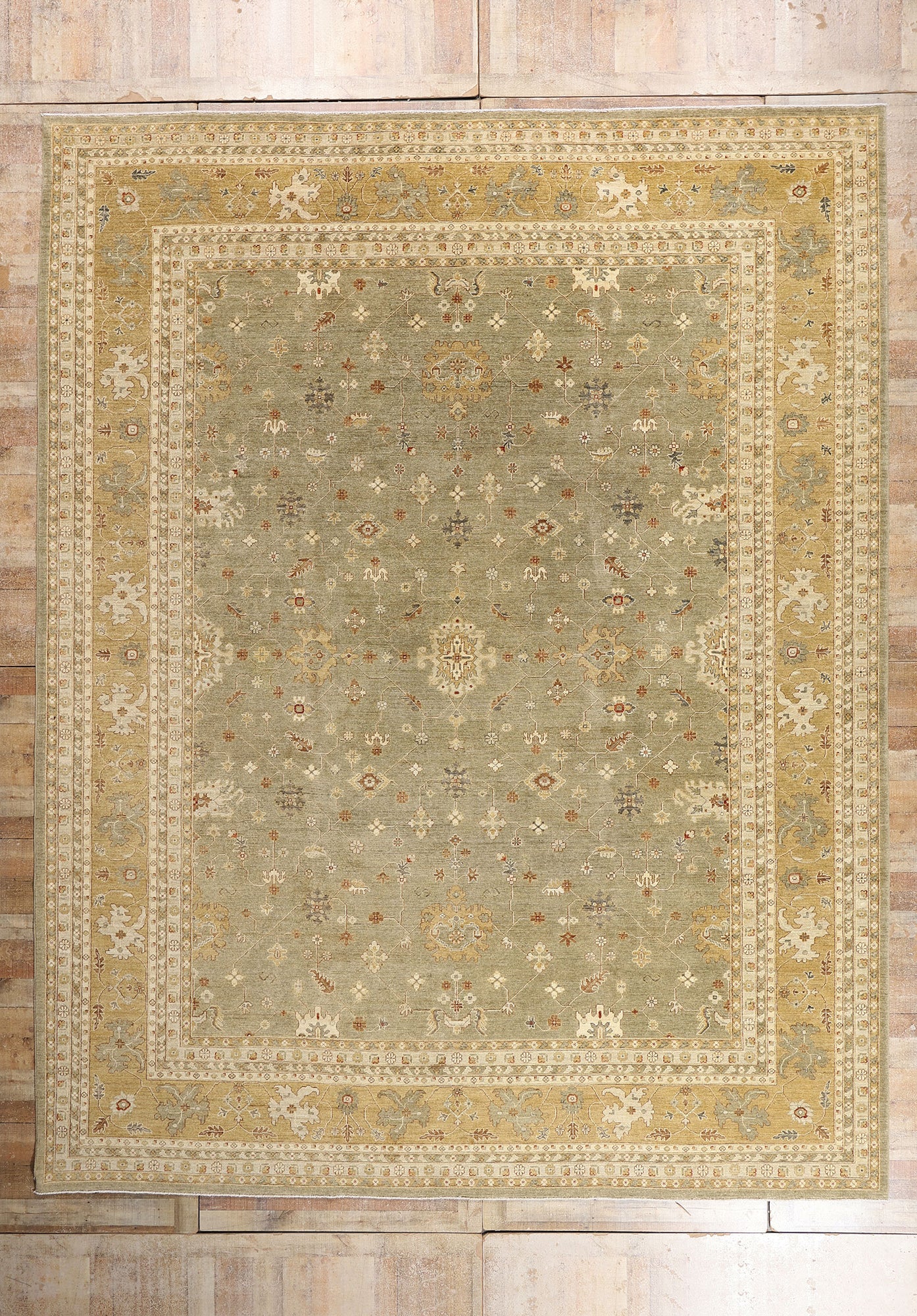 12 x 15 - Taupe Vintage Pakistani Oushak Rug - 79515