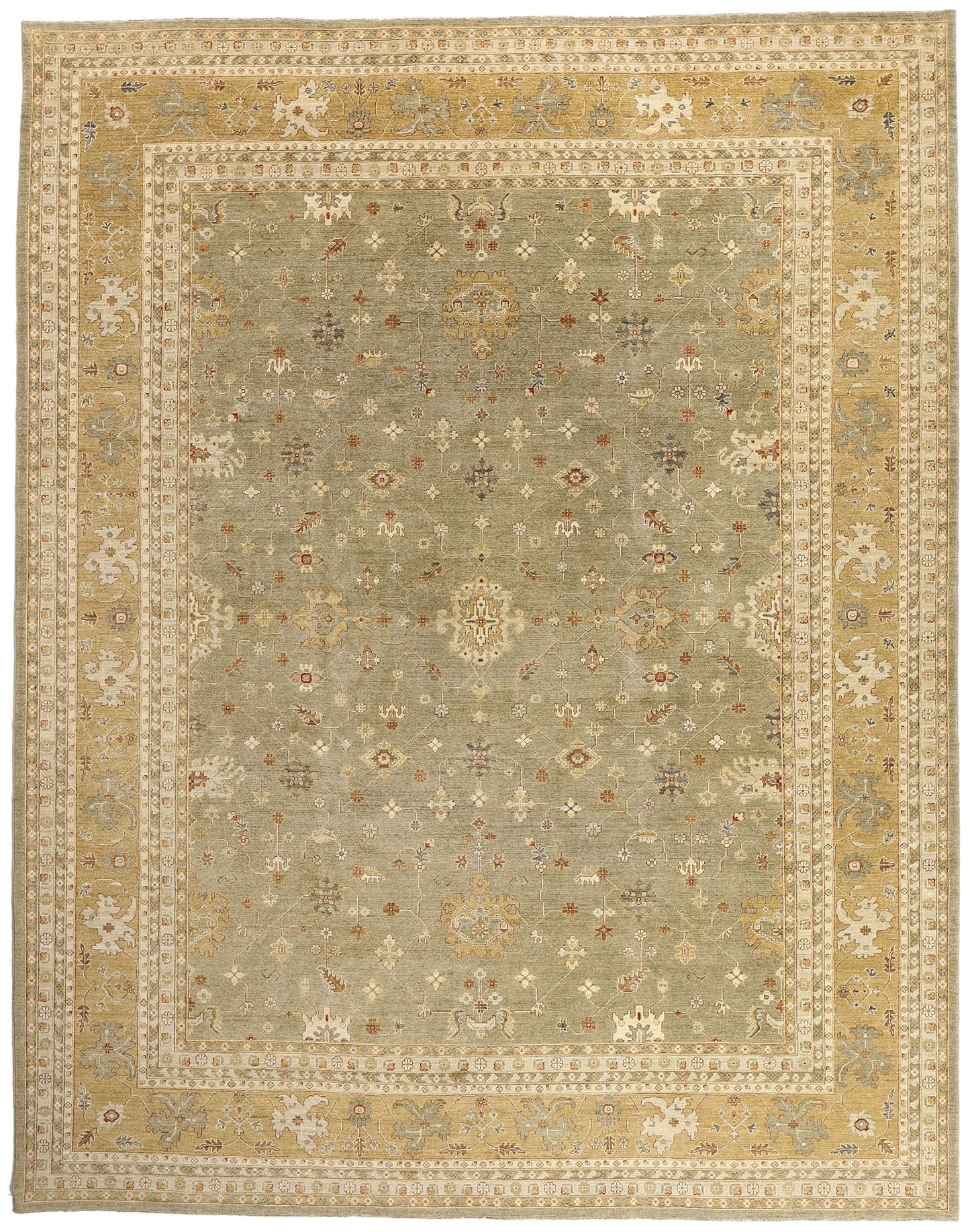 12 x 15 - Taupe Vintage Pakistani Oushak Rug - 79515