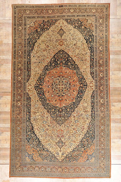 11 x 19 - Beige Vintage Tabriz Rug - 79521