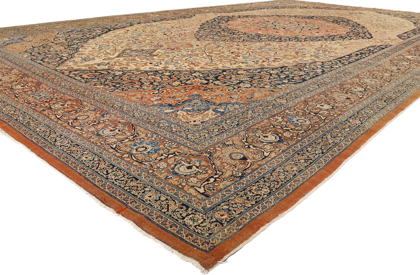 11 x 19 - Beige Vintage Tabriz Rug - 79521