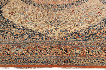 11 x 19 - Beige Vintage Tabriz Rug - 79521
