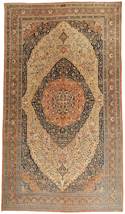 11 x 19 - Beige Vintage Tabriz Rug - 79521