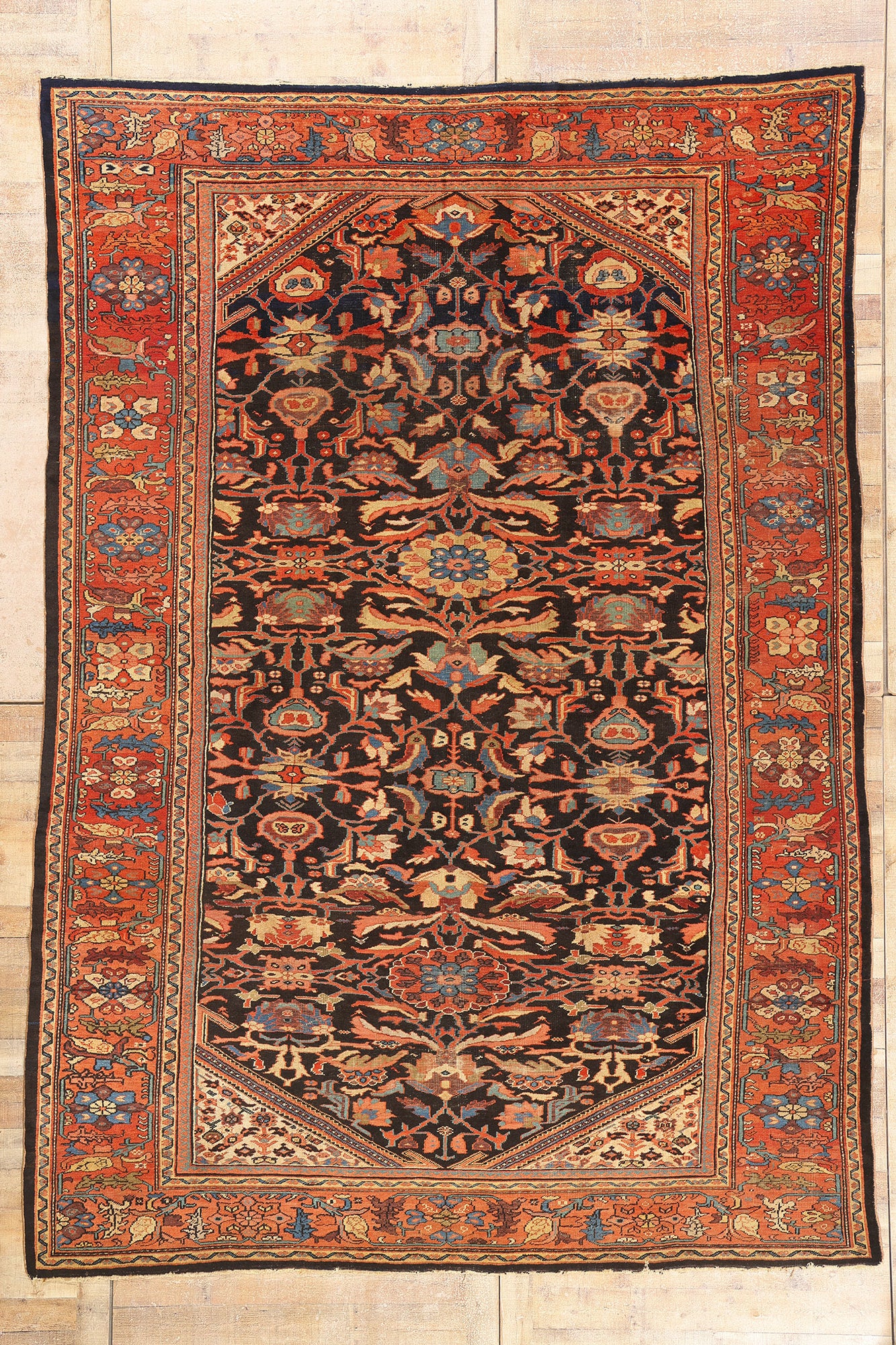 9 x 12 - Brown Antique Sultanabad Rug - 79524