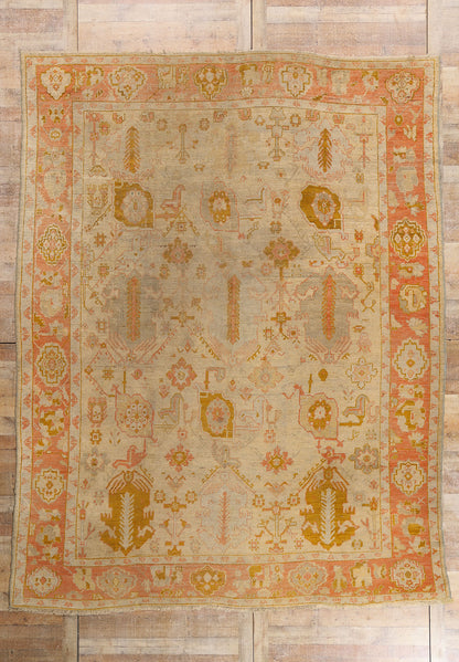 10 x 13 - Beige Antique Oushak Rug - 79525