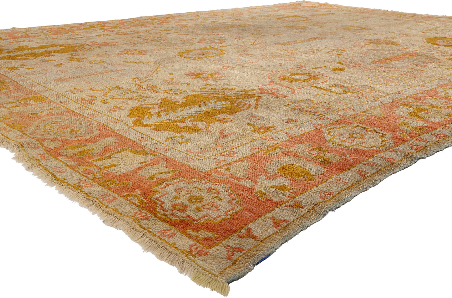 10 x 13 - Beige Antique Oushak Rug - 79525