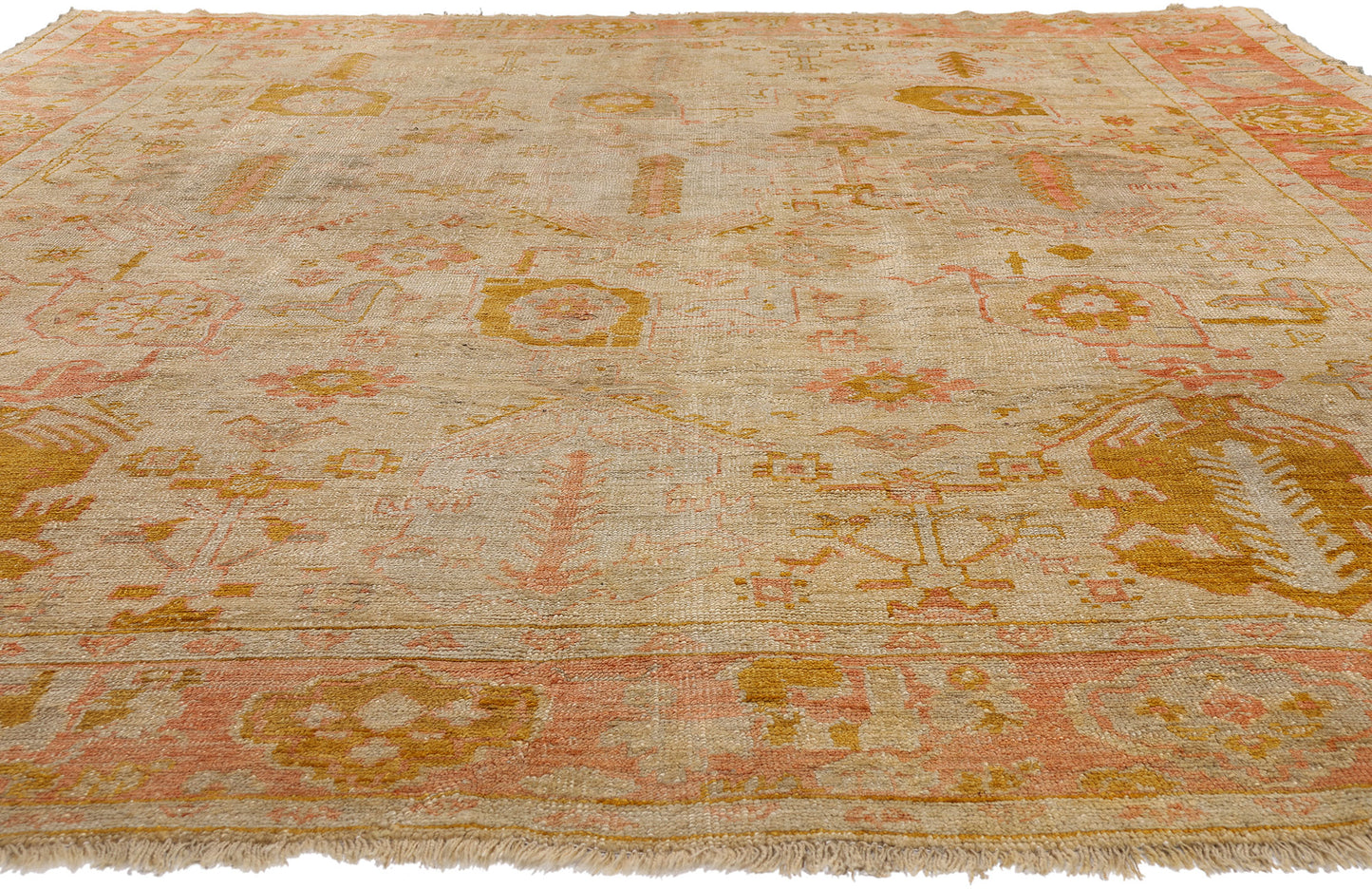 10 x 13 - Beige Antique Oushak Rug - 79525