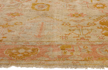 10 x 13 - Beige Antique Oushak Rug - 79525
