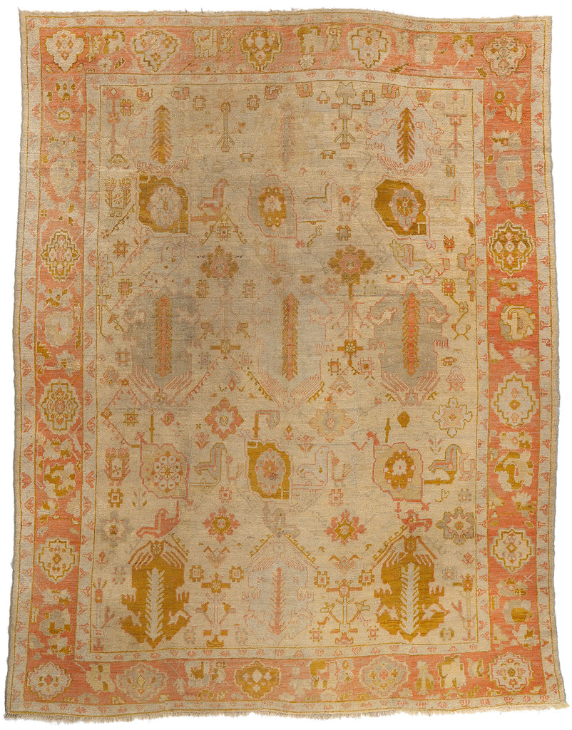 10 x 13 - Beige Antique Oushak Rug - 79525