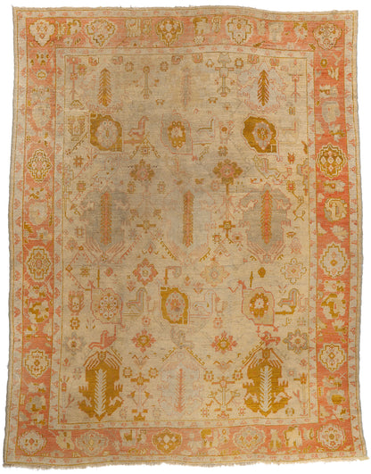 10 x 13 - Beige Antique Oushak Rug - 79525