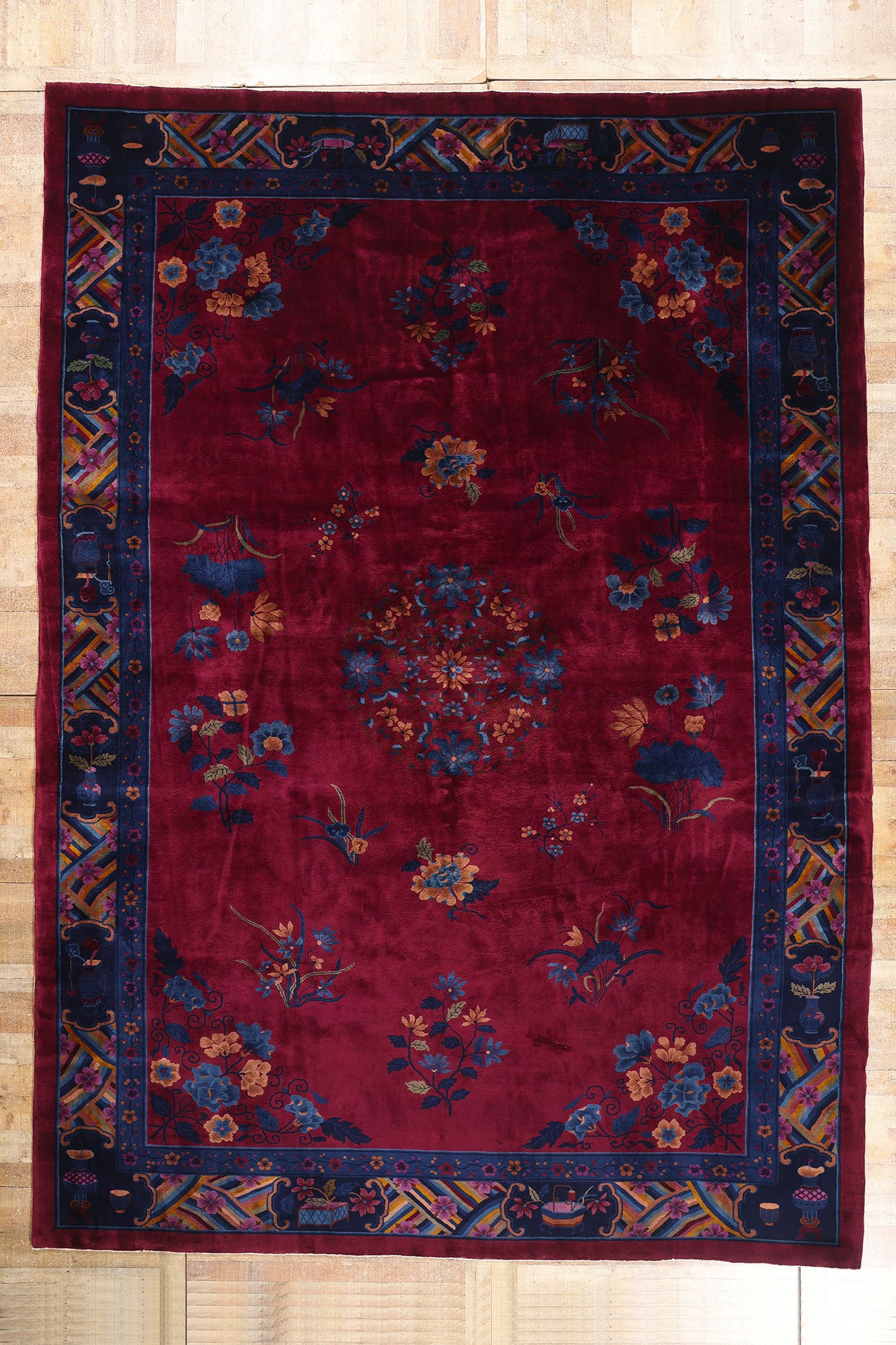 11 x 15 - Burgundy Antique Art Deco Rug - 79527