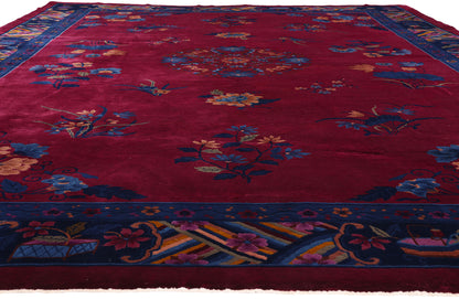 11 x 15 - Burgundy Antique Art Deco Rug - 79527