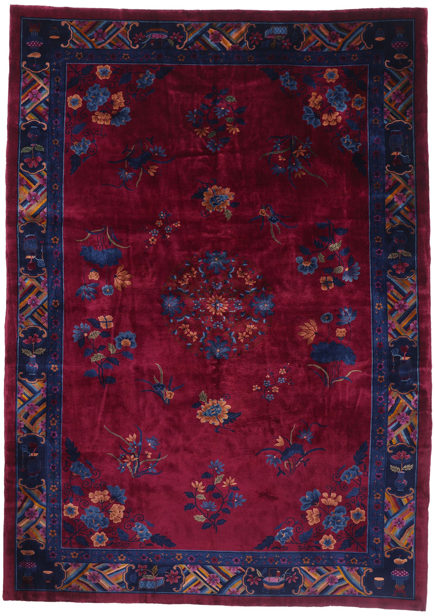 11 x 15 - Burgundy Antique Art Deco Rug - 79527