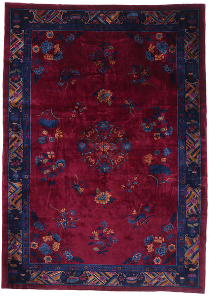11 x 15 - Burgundy Antique Art Deco Rug - 79527