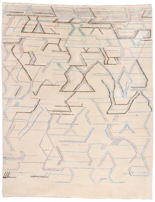 10 x 13 - Ivory Organic Bauhaus Moroccan Rug - 79529