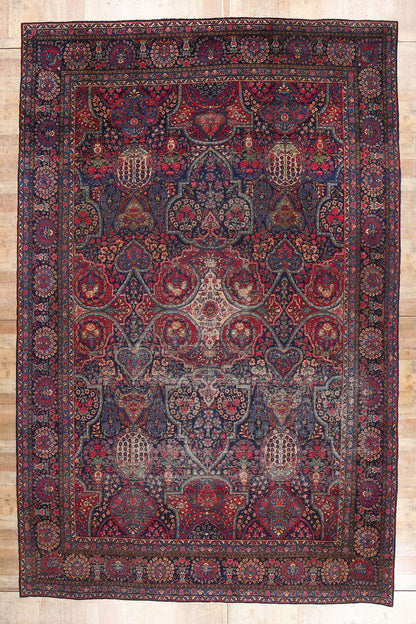 11 x 17 - Navy Blue Antique Persian Kerman Rug - 79530