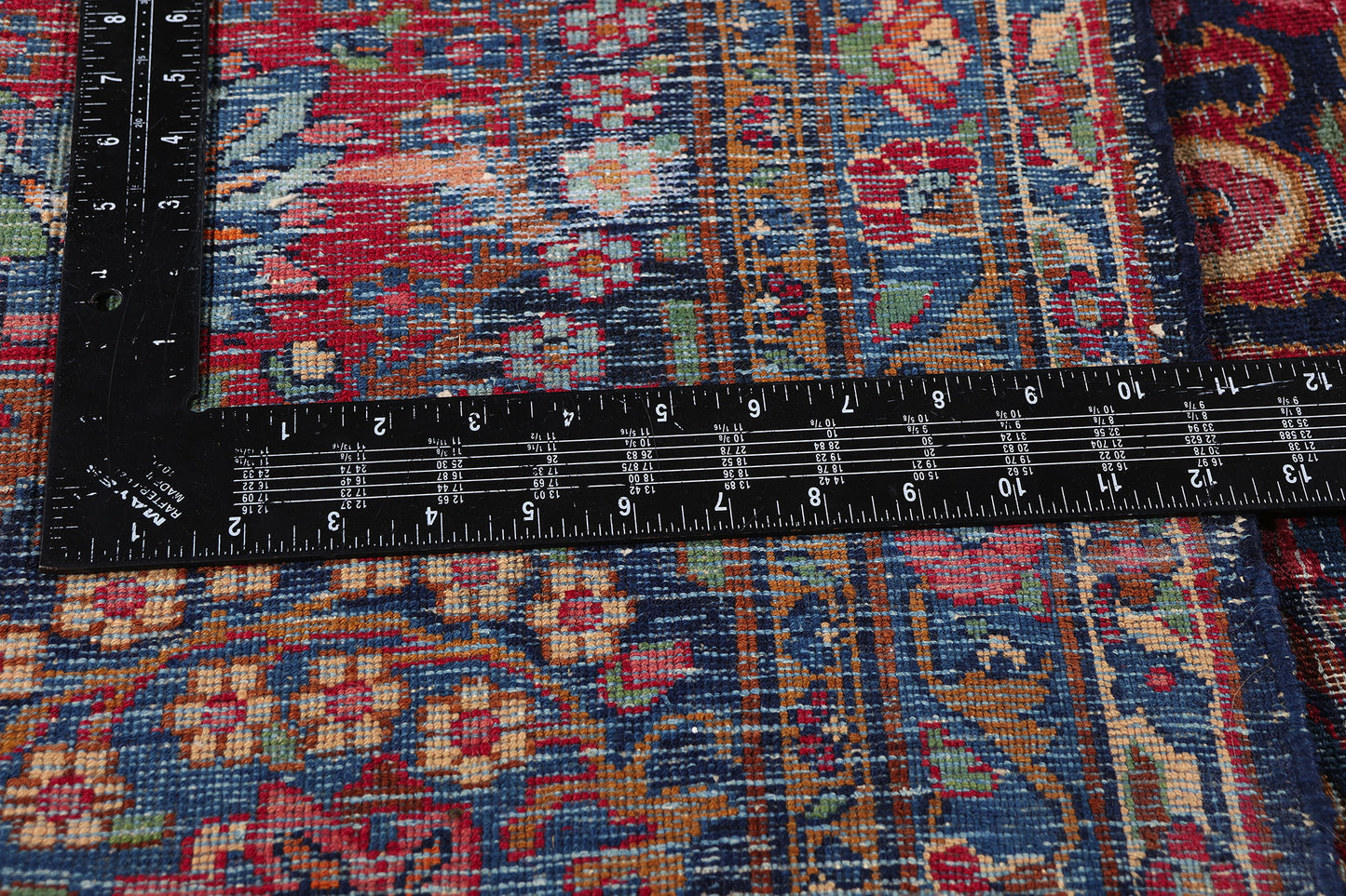 11 x 17 - Navy Blue Antique Persian Kerman Rug - 79530