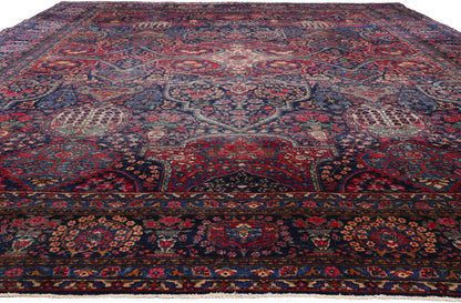 11 x 17 - Navy Blue Antique Persian Kerman Rug - 79530
