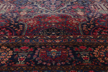 11 x 17 - Navy Blue Antique Persian Kerman Rug - 79530