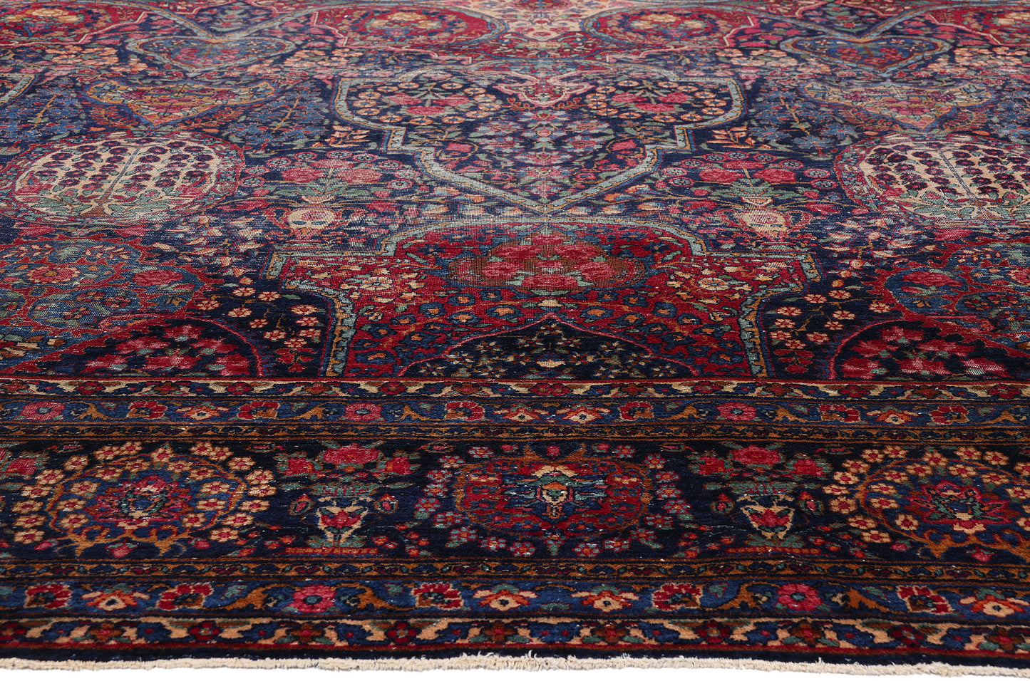 11 x 17 - Navy Blue Antique Persian Kerman Rug - 79530