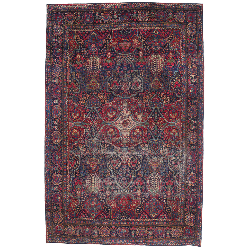 11 x 17 - Navy Blue Antique Persian Kerman Rug - 79530