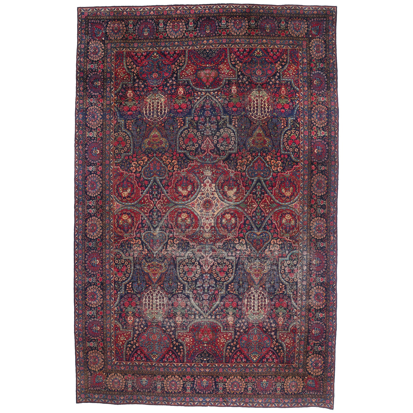 11 x 17 - Navy Blue Antique Persian Kerman Rug - 79530