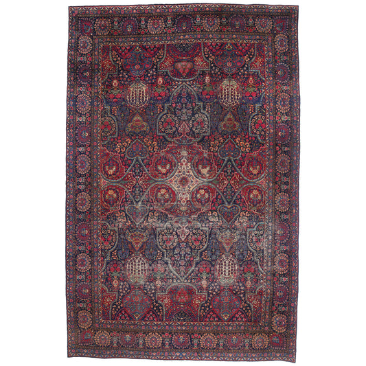 11 x 17 - Navy Blue Antique Persian Kerman Rug - 79530