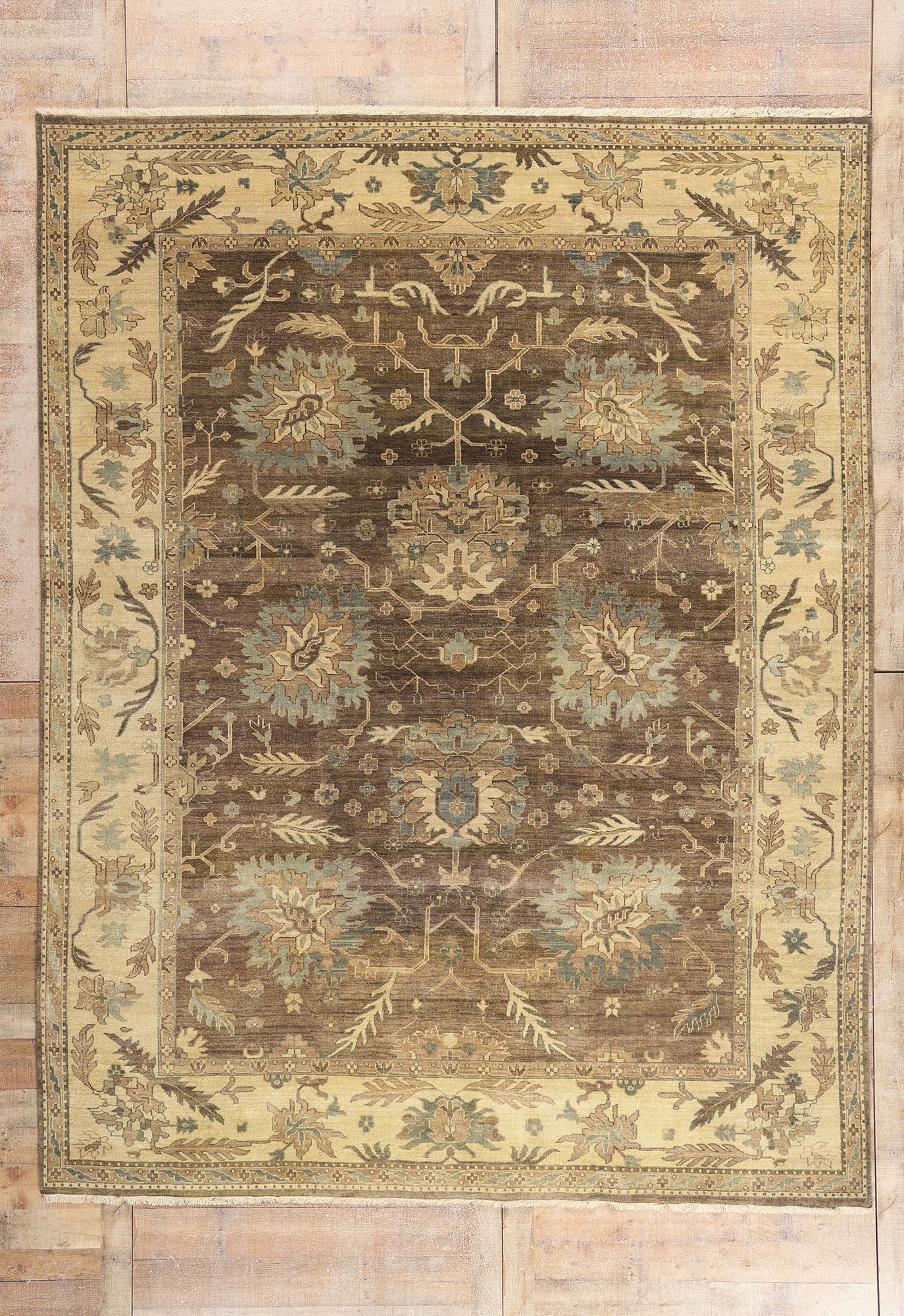 9 x 12 - Taupe Vintage Oushak Rug - 79531
