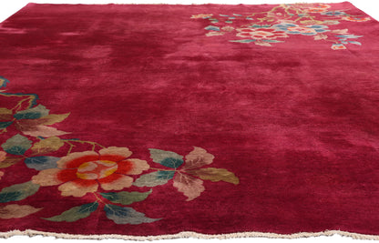 9 x 11 - Red Antique Chinese Art Deco Rug - 79534