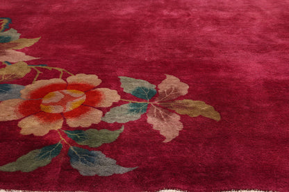 9 x 11 - Red Antique Chinese Art Deco Rug - 79534