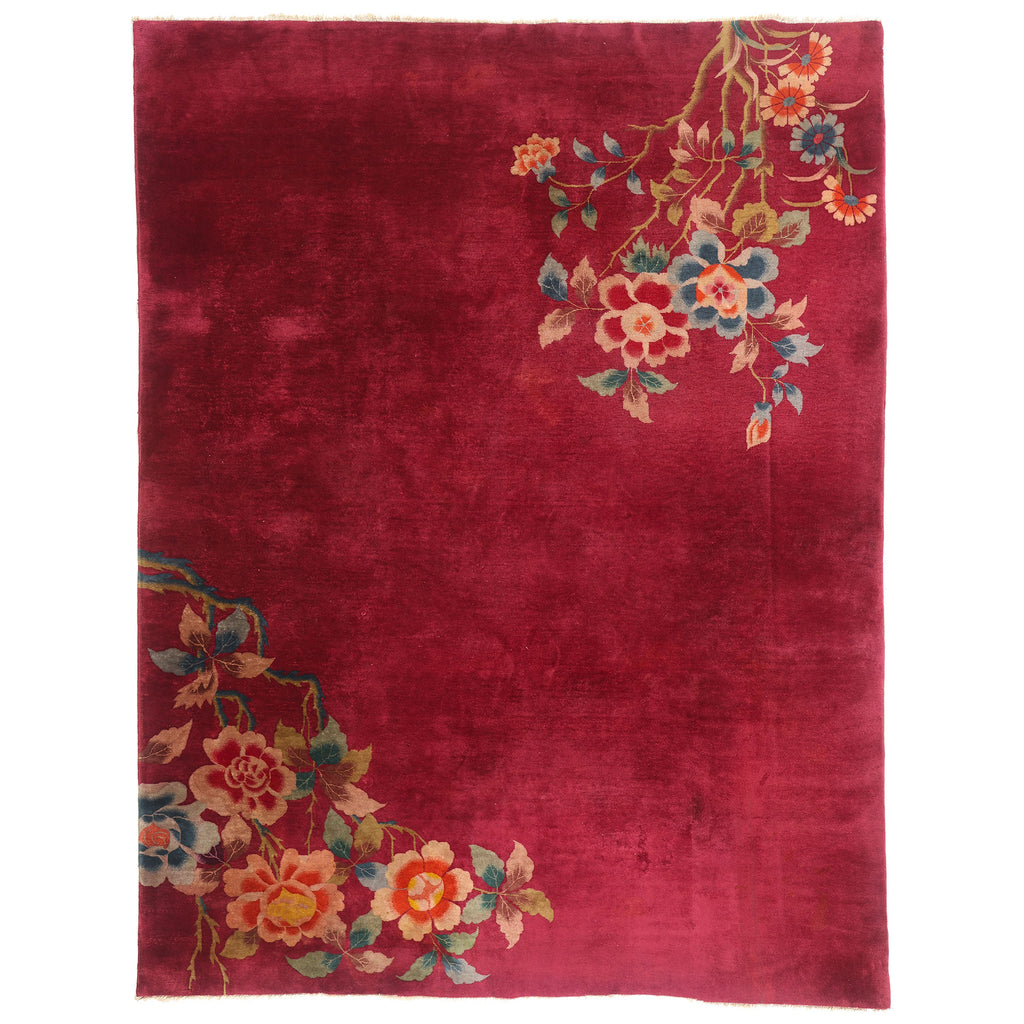 9 x 11 - Red Antique Chinese Art Deco Rug - 79534