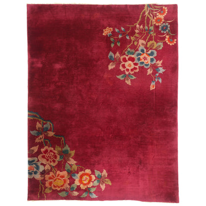 9 x 11 - Red Antique Chinese Art Deco Rug - 79534