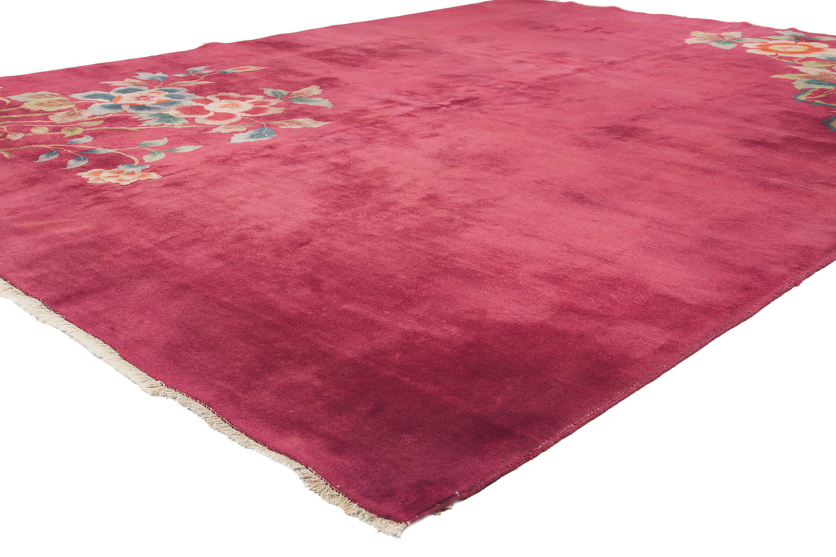 9 x 11 - Red Antique Chinese Art Deco Rug - 79534