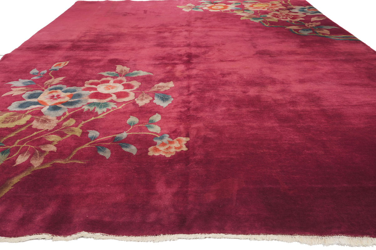 9 x 11 - Red Antique Chinese Art Deco Rug - 79534