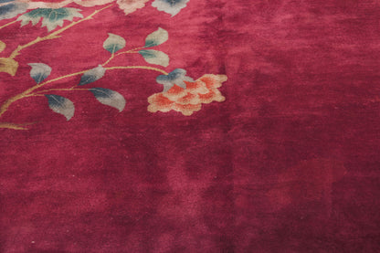 9 x 11 - Red Antique Chinese Art Deco Rug - 79534