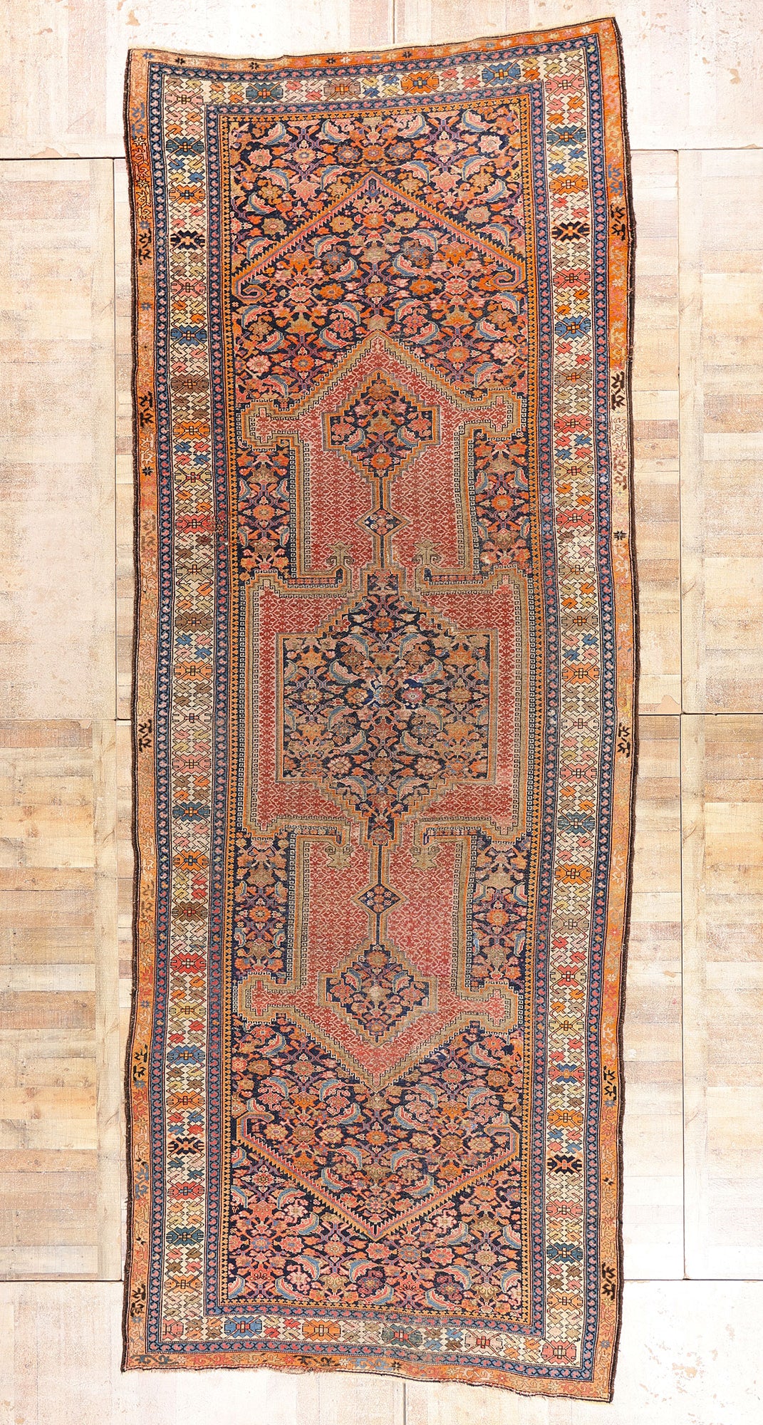 7 x 19 - Navy Blue Antique Persian Malayer Rug - 79536