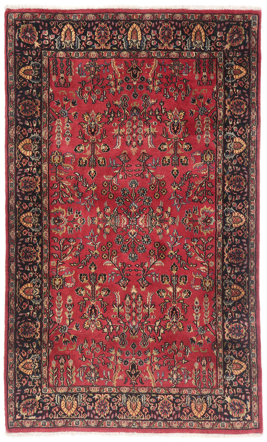 4 x 6 - Red Vintage Indian Sarouk Rug - 79538