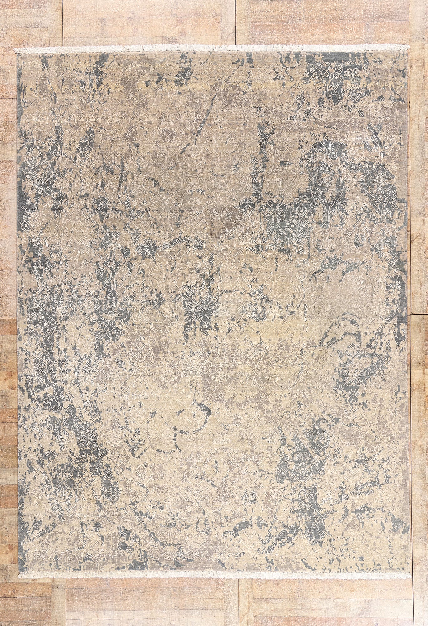 9 x 12 - Beige Vintage Contemporary Indian Rug - 79540