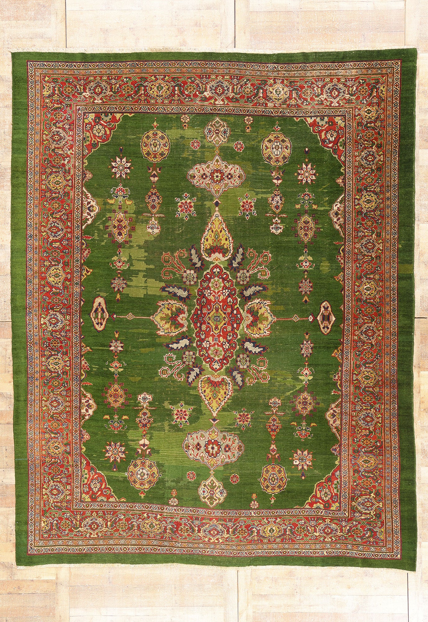 9 x 12 - Green Antique Persian Sultanabad Rug - 79546