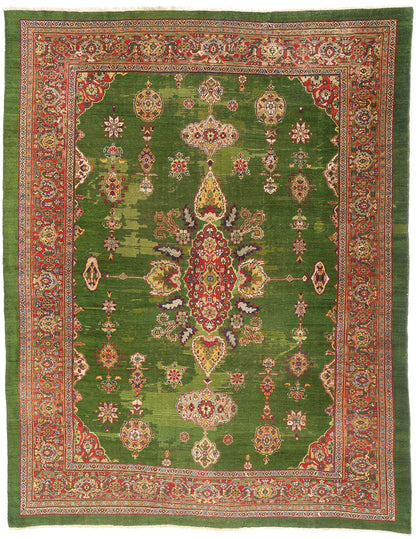 9 x 12 - Green Antique Persian Sultanabad Rug - 79546