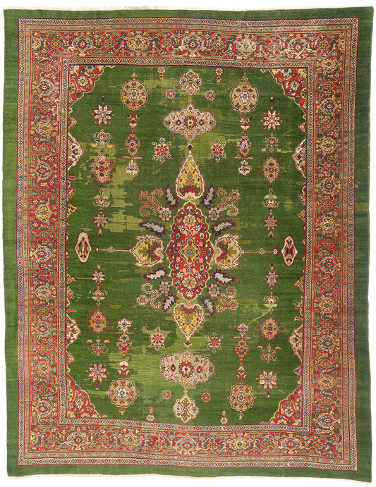 9 x 12 - Green Antique Persian Sultanabad Rug - 79546